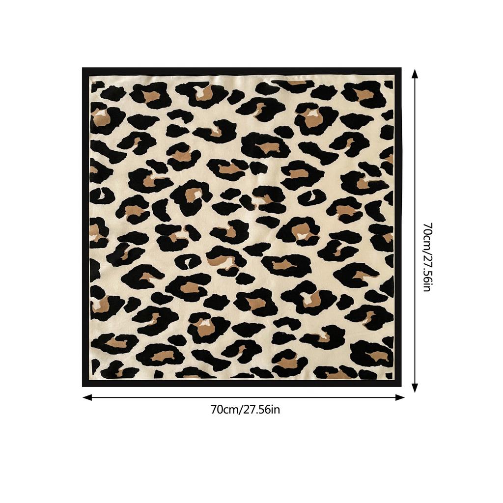 Leopard Print Silk Scarf for Women Girls Square Necktie Neck Scarf Fashionable and Versatile Accessory for Any Outfit