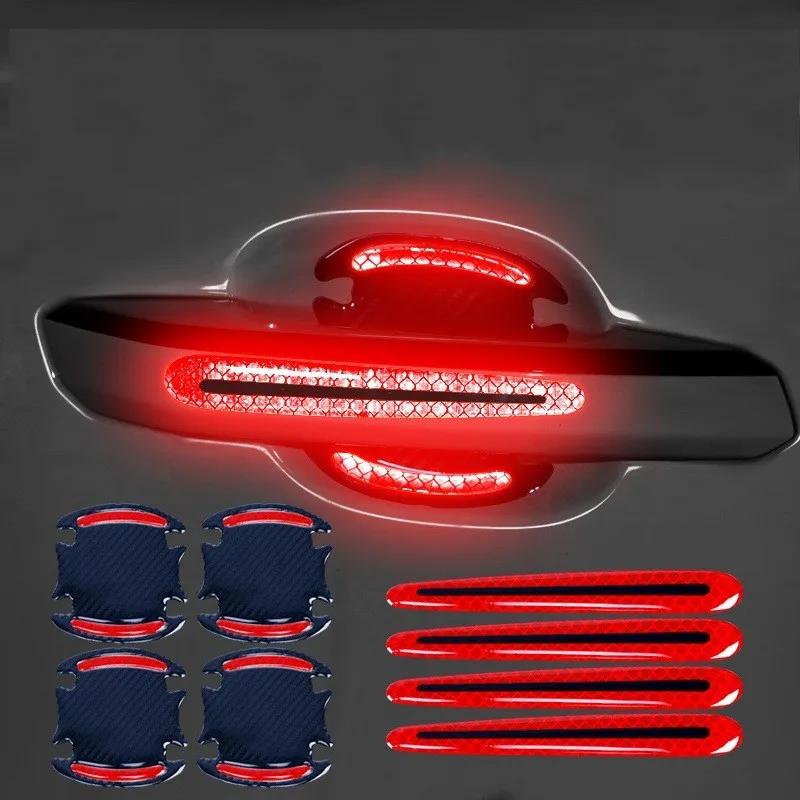 8PCS Chránič rukojeti dvířek auta Bezpečnostní upozornění Antikolizní reflexní pásek proti poškrábání Příslušenství vnější ochrany