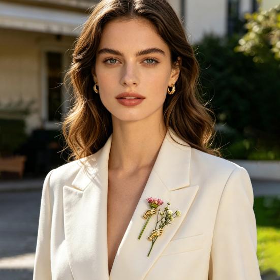 Broche Speld Verse Bloemen Compacte Legering Bloemenhouder Handvormige Houder Past op Jurken Overhemden Veelzijdig Speldje