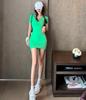 New Summer Slim Fit Short Dress - Hong Kong Style A-Line Skirt, Solid Color, Short Sleeves, Women's Fashion