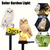 Pack of 2, solar owl resin lawn light, parrot resin light, garden fun decoration light, suitable for garden, flower bed, courtyard, lawn