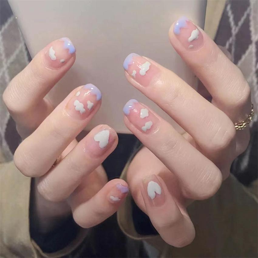 24Pcs Red Sweetheart White Checkerboard Press On Nails Removable Fake Nail Tips Art Acrylic Manicure
