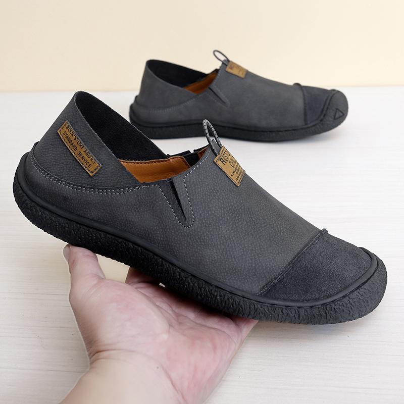 Genuine Leather Men's Casual Shoes Fashion Soft Loafers Comfortable Slip On Half Shoes Handmade Breathable Walking Driving Shoes