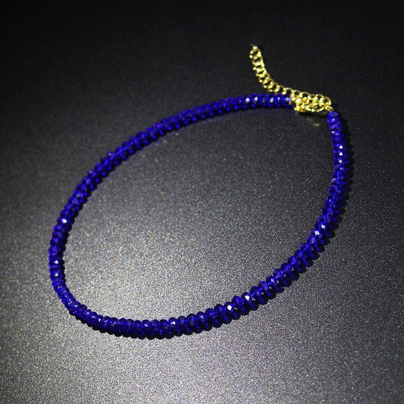 Black Spinel Clavicle Chain Choker Necklace for Women - Geometric and Exquisite Design Other синий