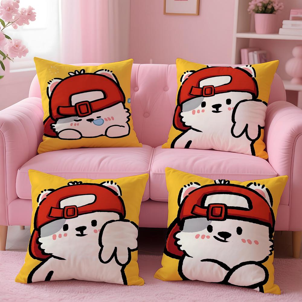 Cute Cute Bear Stickers Cushion Cover Cushion Cover Set 4Pcs 50X50 45X45 40X40 Pillowcase Decorative Sofa Home Decor