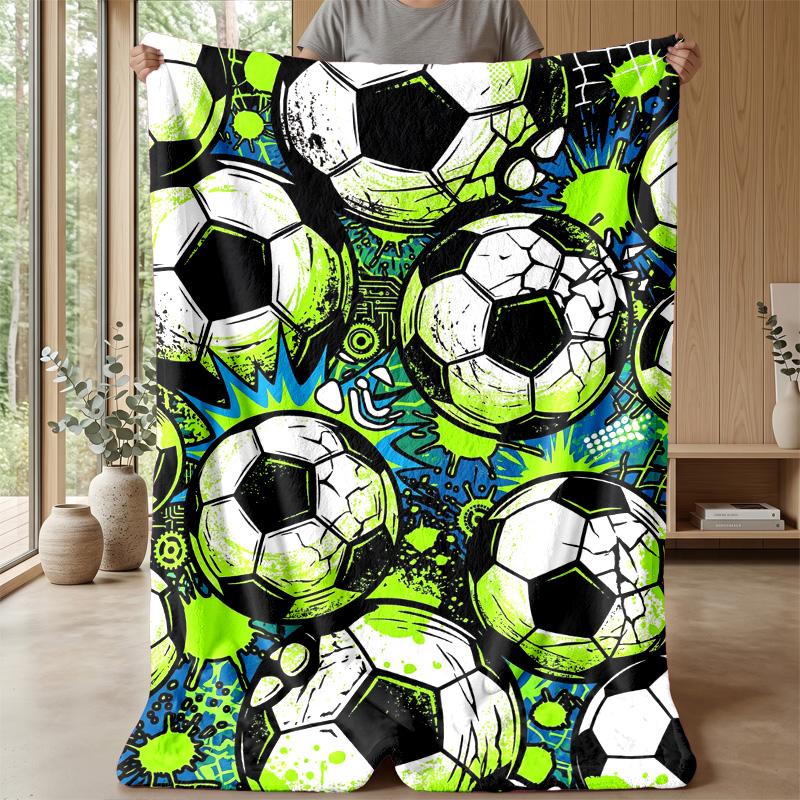 Soccer Ball Exploding In Flames Theme Blanket Lightweight Warm Flannel Blanket Decorative Throw Blanket for Home Decoration