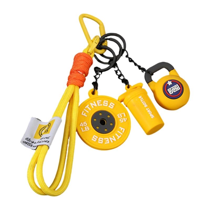 Fitness Inspired Dumbbell Keychain Pendant For Gym Enthusiasts And Sports Lovers Metal Accessory for Backpack жёлтый
