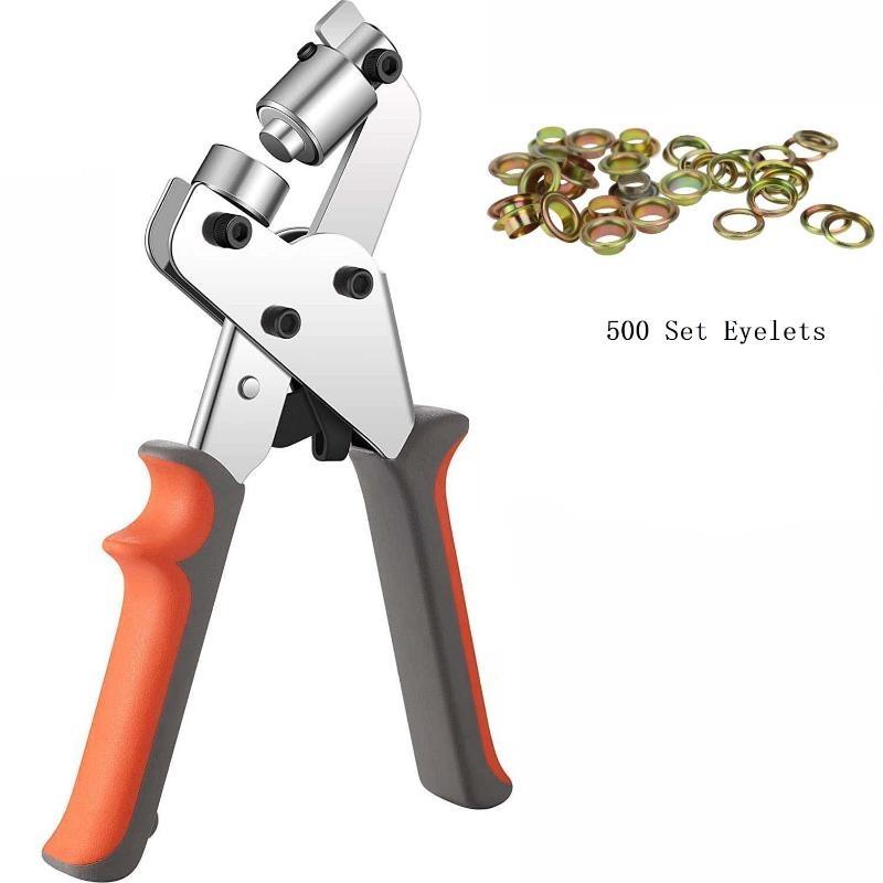 New Grommet Tool Kit Handheld Hole Punch Pliers Portable Grommet Hand Press Machine Manual Puncher W/ Silver Grommets of 10mm