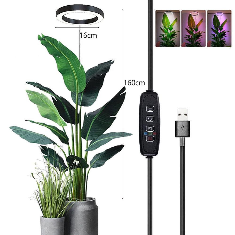 LED Grow Light Ring Full Spectrum Plug In Ground USB For Height Adjustable Indoor Balcony Greenhouse Grow Plant Light Grow Light