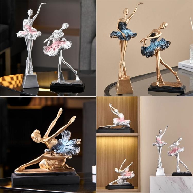 Resin Ballet Dancer Sculpture Girl Figurines Elegant Statues  Decoration for Cabinet Desktop