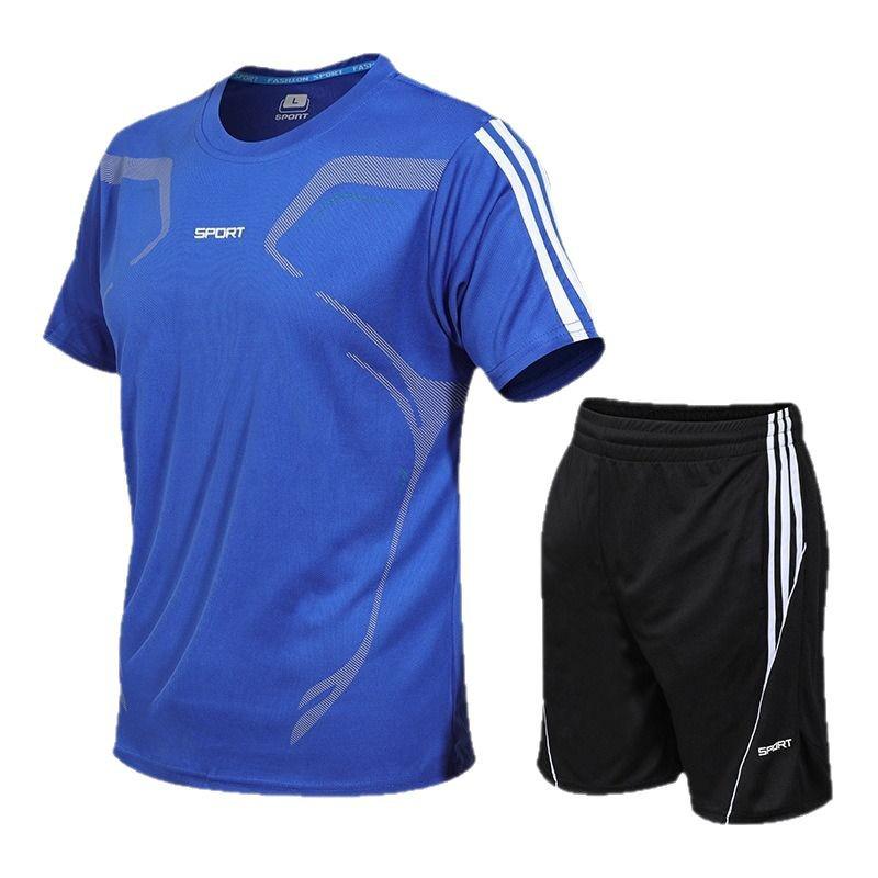 Men's Summer Fitness Quick-Dry Sports Set: Short Sleeve T-Shirt & Loose Running Shorts