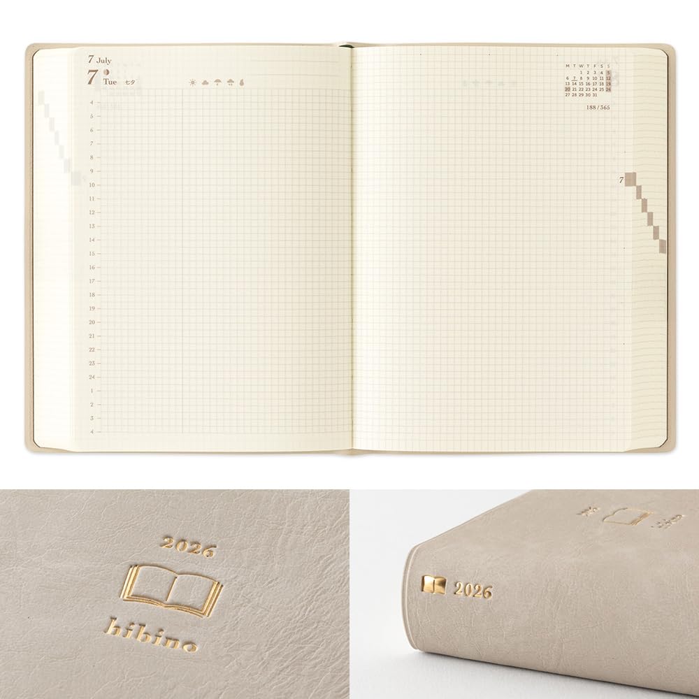 Midori Hibino 2026 Planner, A6, Daily, Gray, 22402006 (Starts December 2025)