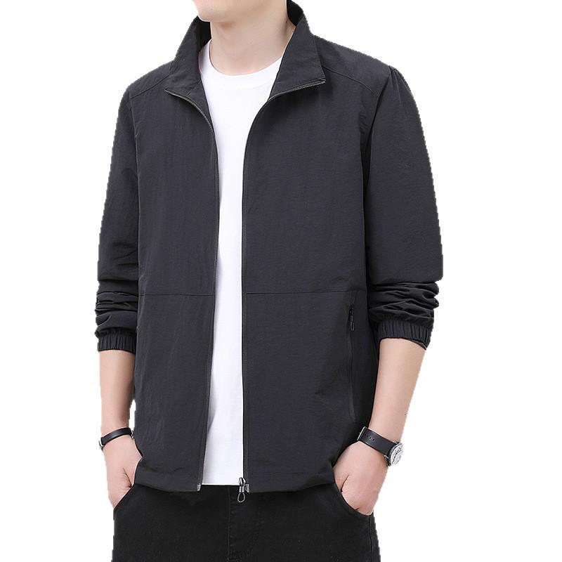 2025 Men's Casual Jacket - Wrinkle-resistant, Breathable, Soft Solid Color Outerwear for Autumn/Winter