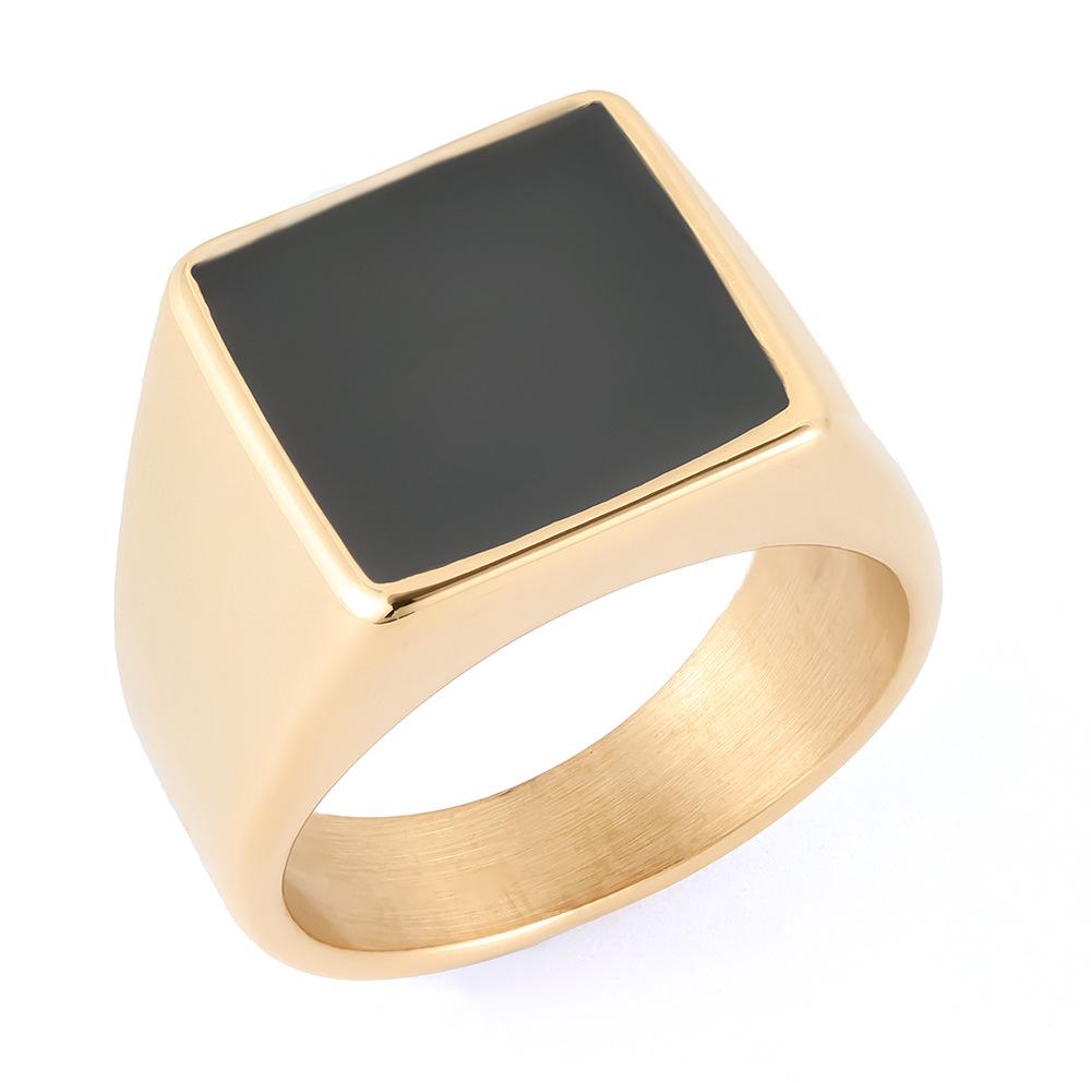 Personalized Men'S Trendy Men'S Epoxy Abalone Shell Ring Stainless Steel Non-Fading Jewelry