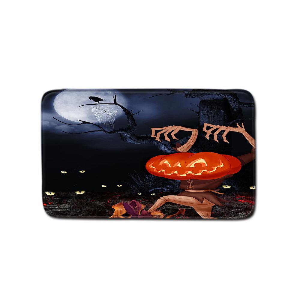 Halloween Shower Curtain Floor Mat Combination Four-Piece Set Bathroom Toilet Carpet Shower Room Foot Mat