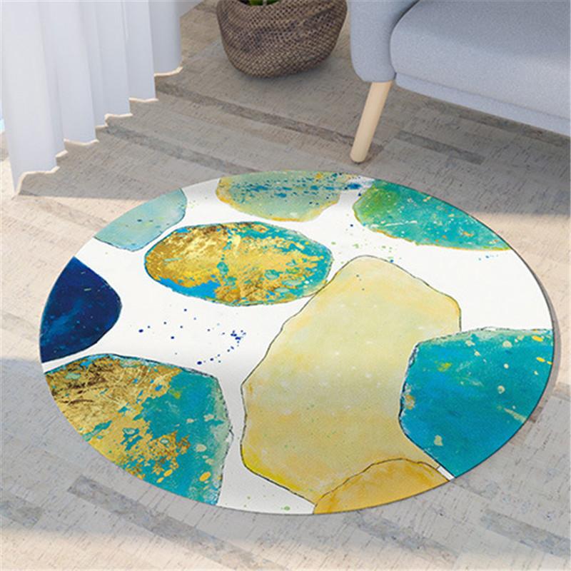 Nordic Flora and Fauna Geometric Printing Pattern Circular Carpet Home Living Room Sofa Bedroom Floor Decoration Carpet