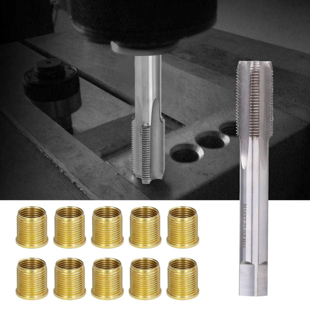 Spark Plug Thread Repair Tools Engine Metal M14x1.25 Inserts and M16x1.25 Tap Kit Thread Tap High Speed Steel Tap