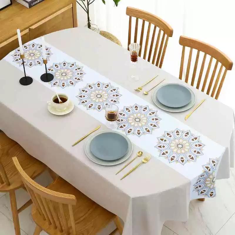 Toalha de Mesa Impermeável e Resistente a Óleo Estilo Chinês PVC Espessado Pano de Mesa de Jantar Anti Escaldante Retangular Oval Tapete de Mesa de Centro Fácil de Limpar