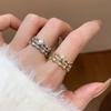 Korean Style Zircon Star Ring Geometric Irregular Finger Ring Vintage Y2k Open Ring  Friend