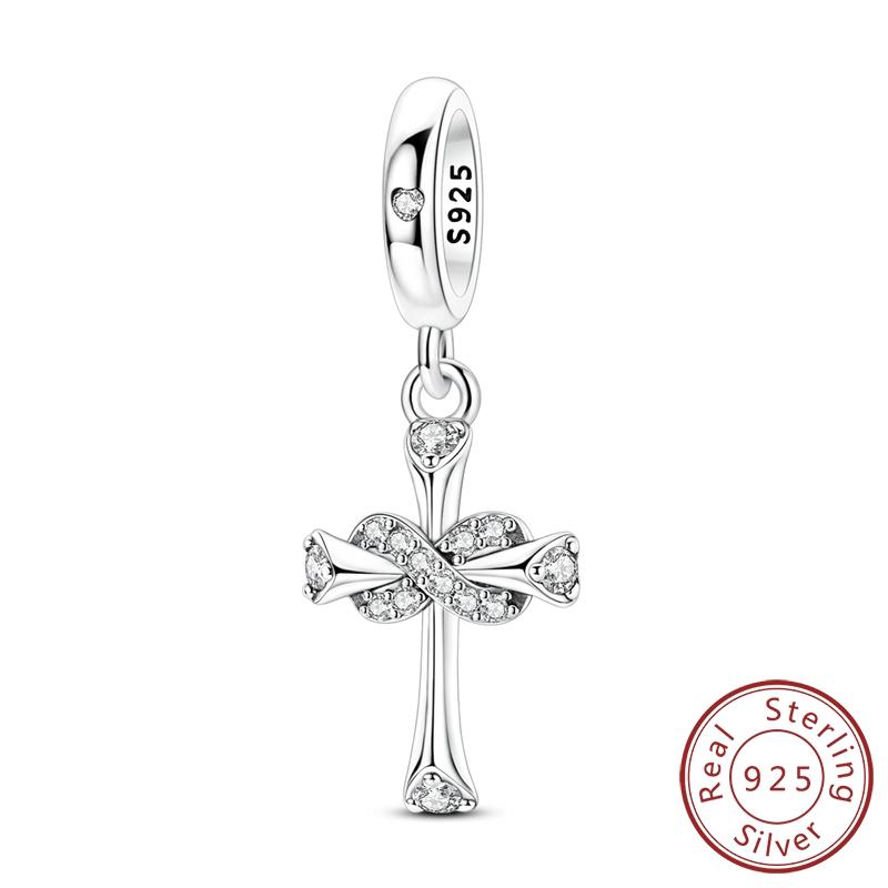 

Original Charms Beads Pendent 925 Silver Golden Pony Heart Cross Four-Leaf Clover Tree of Life Charms Fit Bracelet Woman Jewelry