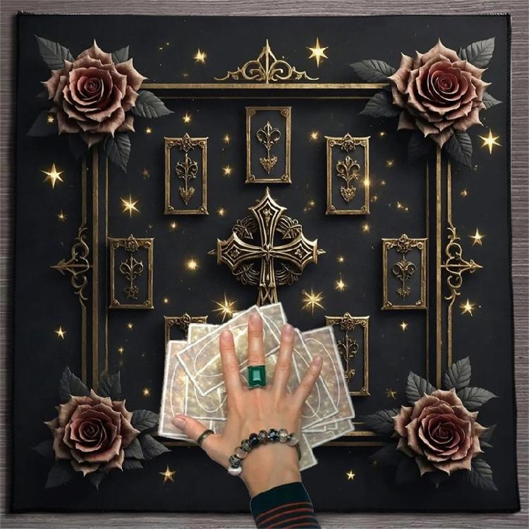 Crosses Rose Pattern Tarots Card Tablecloth Altars Cloth Altars Cloth Divinations Card Table Cloth Tapestry Easy Use