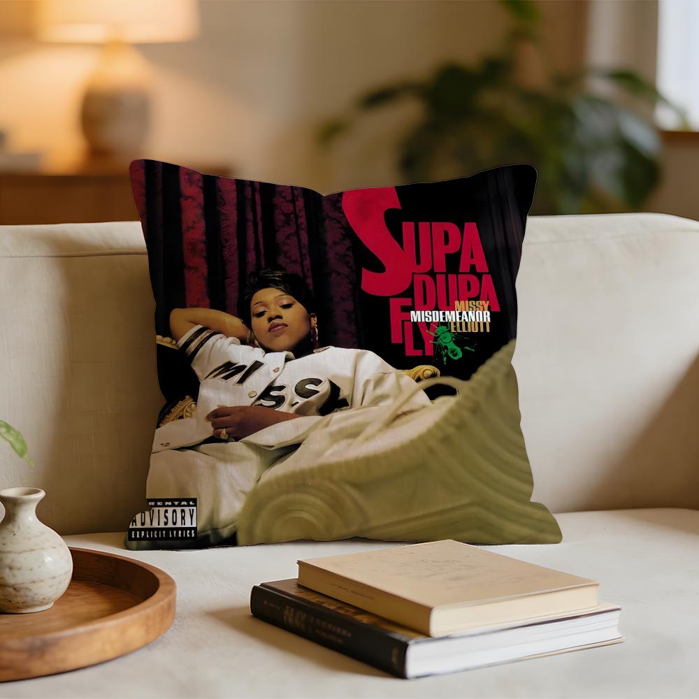 

Rapper MMissy ElliottS Album Cushion Cover Short plush pillowcase for bed sofa carwashable 30x30cm