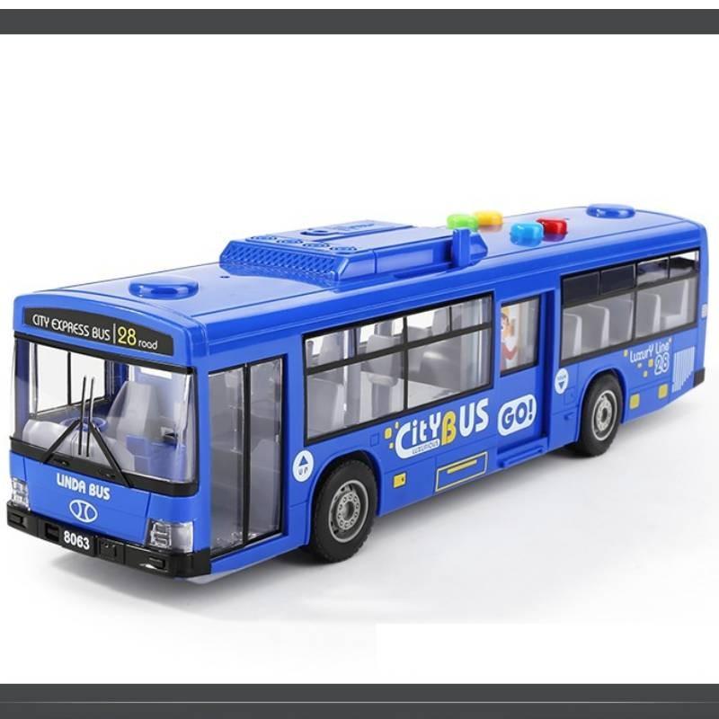 

Красная интерактивная игрушка-автобус, модель транспортного средства, со звуком, историями, огнями для веселой игры Blue Bus Set