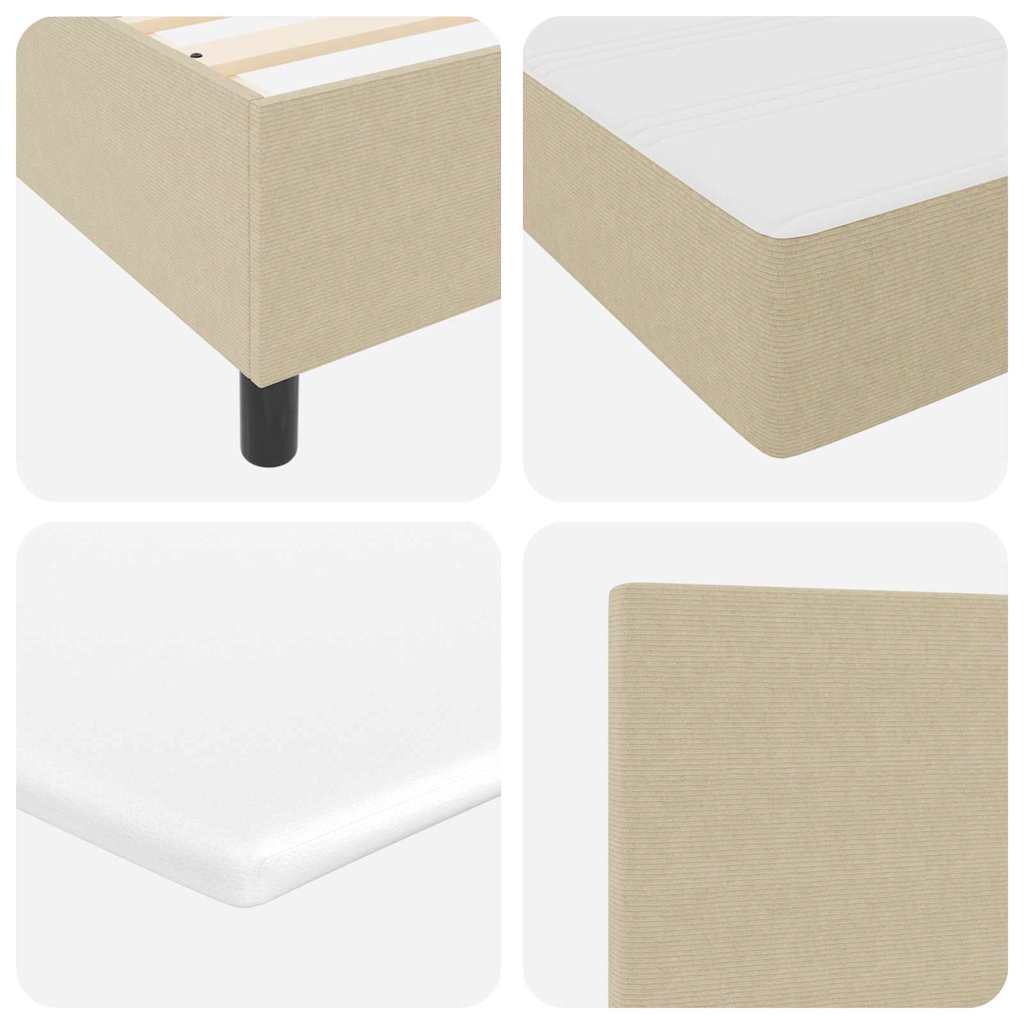 LED Box Spring Bed In Light Grey and White 80 X 200 Cm Cord Fabric