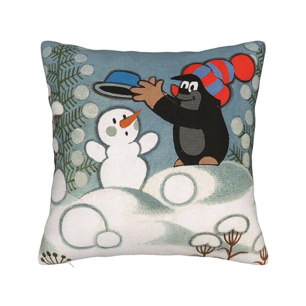 Maulwurf Krtek Kleiner Maulwurf Cartoon Kissenbezug Weiche Polyester Kissenhülle Dekorative Kissenhülle Sitzbezug mit Reißverschluss 45*45cm