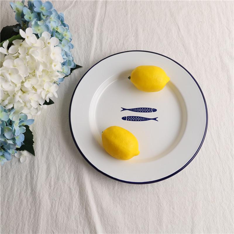 Enamel Chinese Block Series Enamel Thickened Enamel Fruit Plate Baked Rice Turnip Plate Dinner Plate Plate Dish