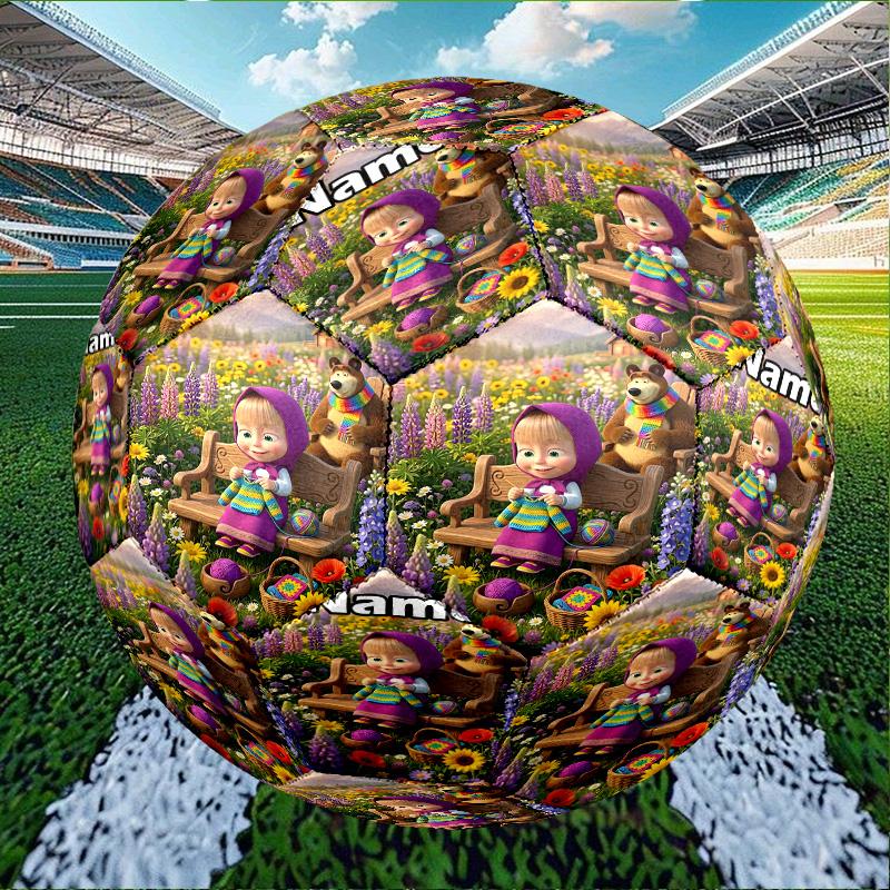 Custom Name Personalized Masha and The Bear-A Print Size 5 Soccer Ball Training & Match Football, for Team, Kicking, Gift for Football Enthusiasts