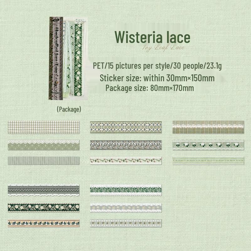 Yi Niao Retro Lace Sticker Pack: 6 Handmade Styles for Journals and Collages