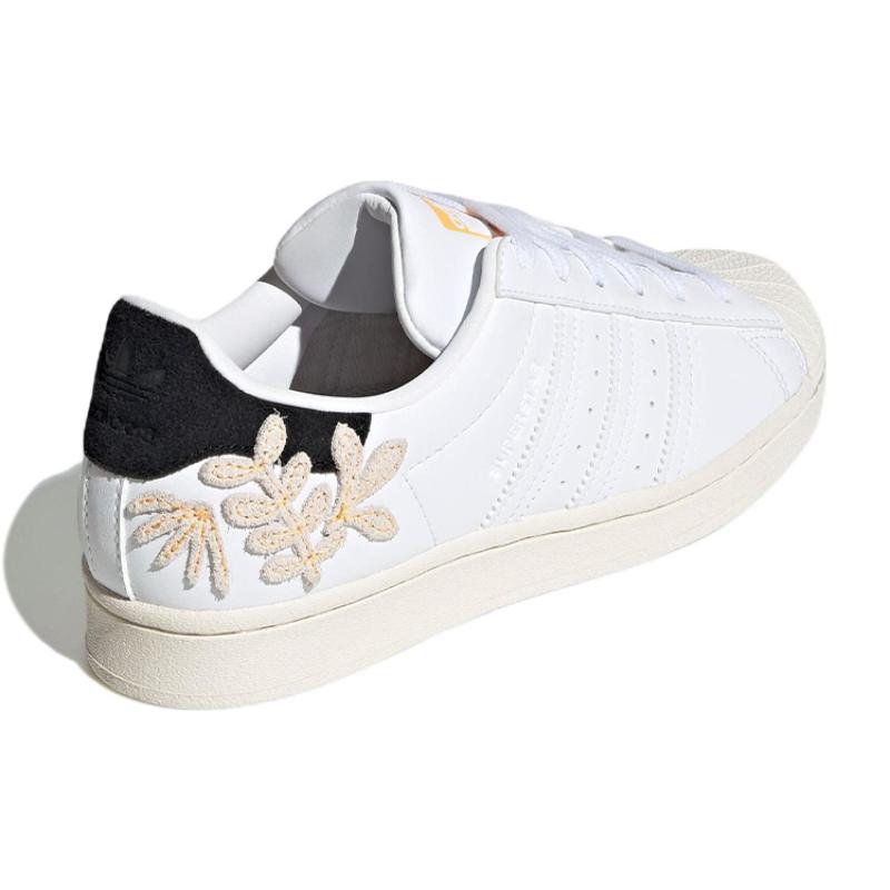 Adidas Women's Superstar 'Floral Patches - White Flash Orange' Sneakers GZ0864