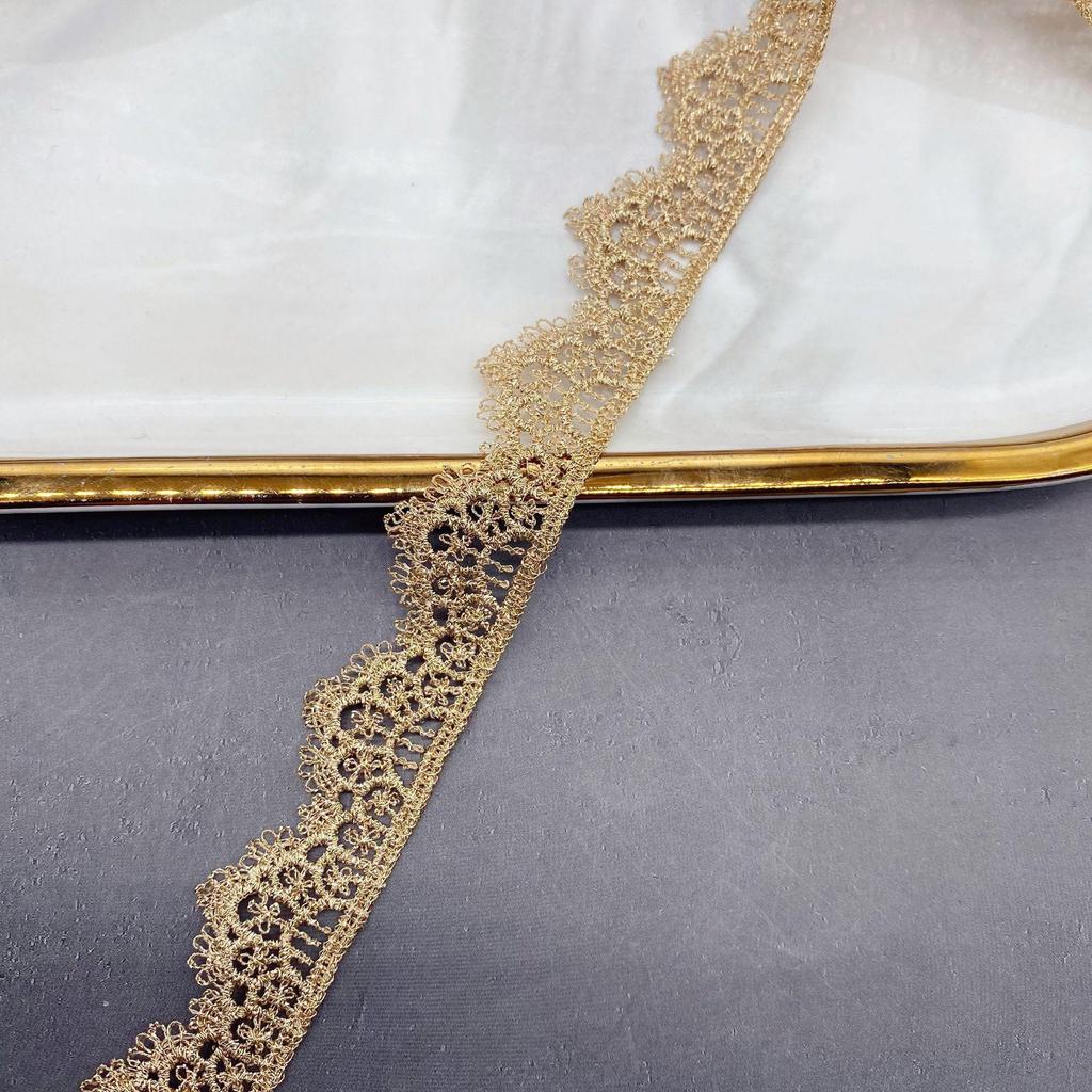 9Meters/lot 2cm wide gold and silver silk thread water-soluble embroidery lace women's dress wedding accessories