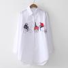 White Women Blouse 2023 Long Sleeve Cotton Embroidery Blouse Lady Casual Button Design Turn Down Collar Female Shirt  5083