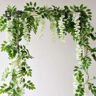 200CM Künstliche Wisteria Blumengirlande Realistische Home Hochzeit Garten Indoor Outdoor Wandbehang Faux Klettern Floral Grün Hängende Efeu