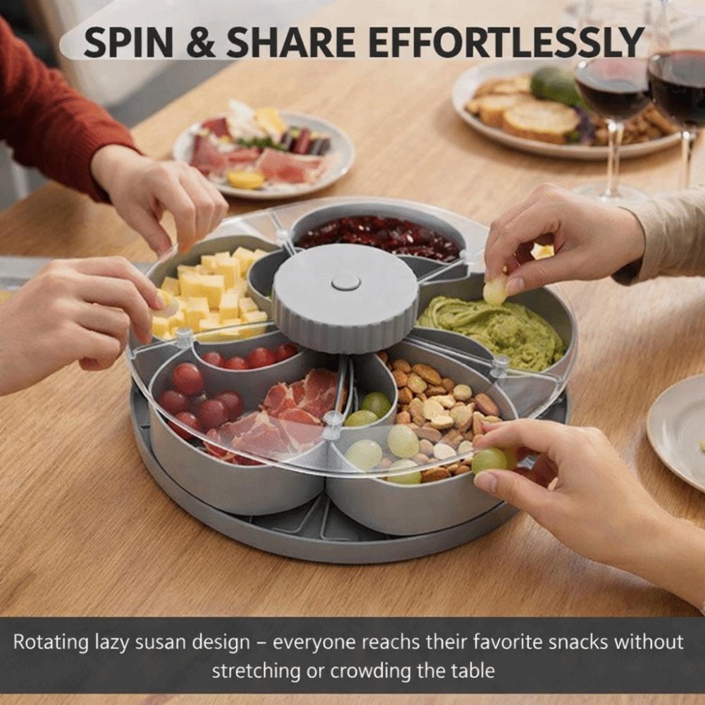Multi-compartment Rotating Snack Tray Rotating Design Spinning Compartment Platter  for Snacks