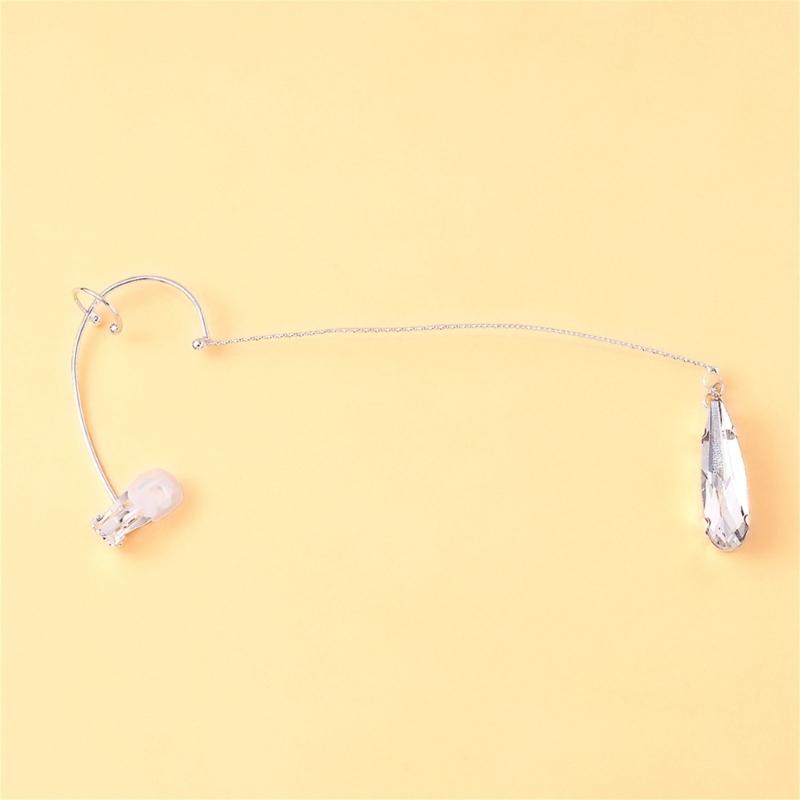 Elegant Drop Shape Ear Clips Featuring High Quality Rhinestones Comfort Fit for Long Wear Sturdy Copper