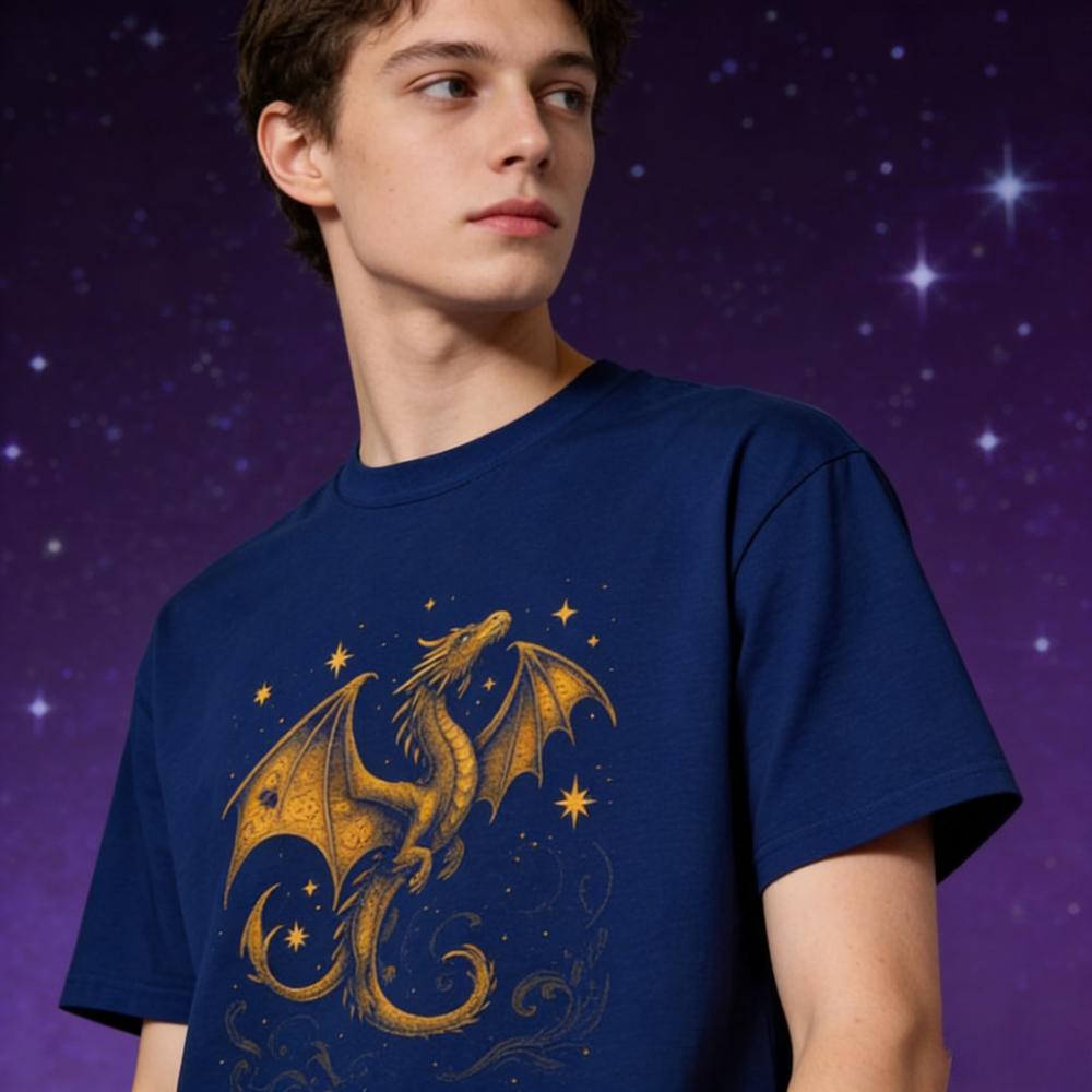 Celestial Dragon Shirt Gold Fantasy TShirt Mystic Dragon Sweatshirt Moon Star Dragon Tee Magic Creature Gift Tshirt Men Women T