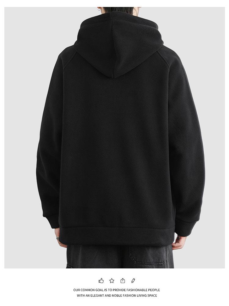 Męska jesienno-zimowa kurtka z kapturem z dwustronnego polaru