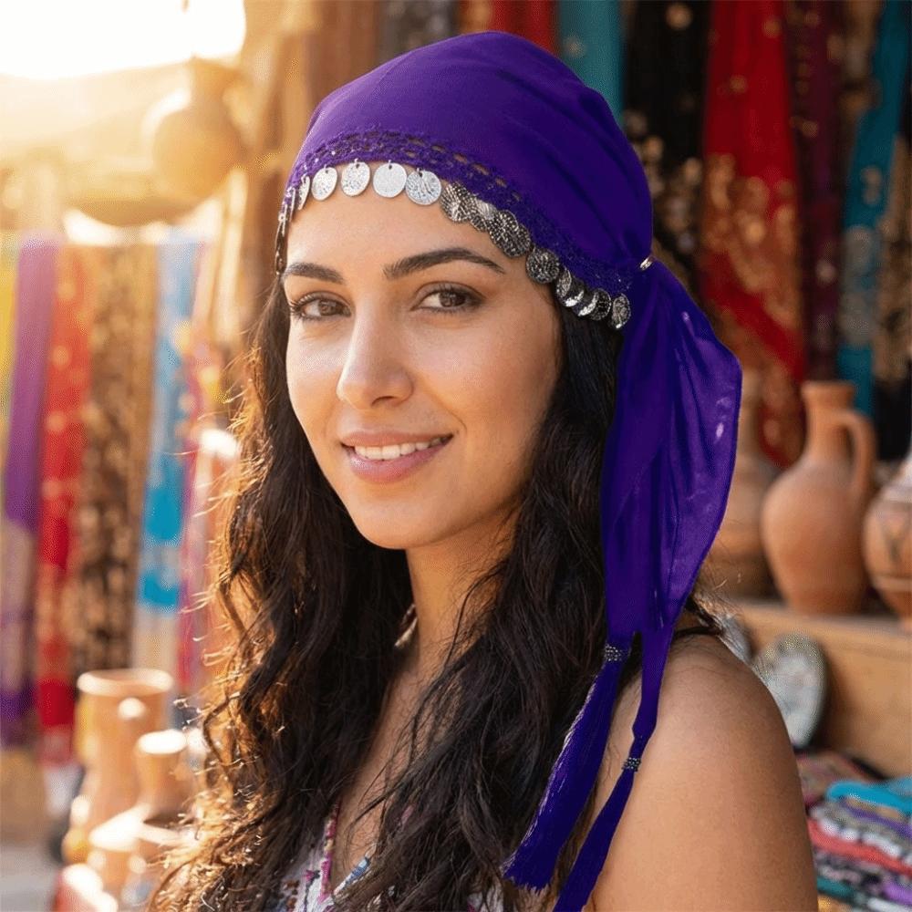 Crochet Belly Dance Accessories Pretty Dance Costume Headwear Fashion Coin Headscarf  Gypsy Dance
