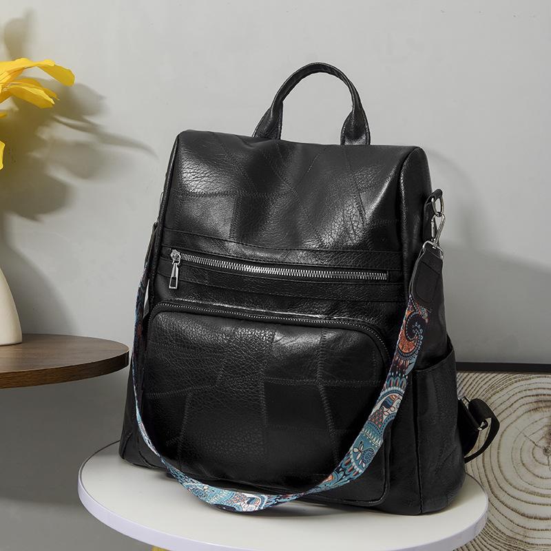 Women's New PU Soft Leather Backpack, Cross-border, Large Capacity, Casual Travel, Simple Style, Student Backpack