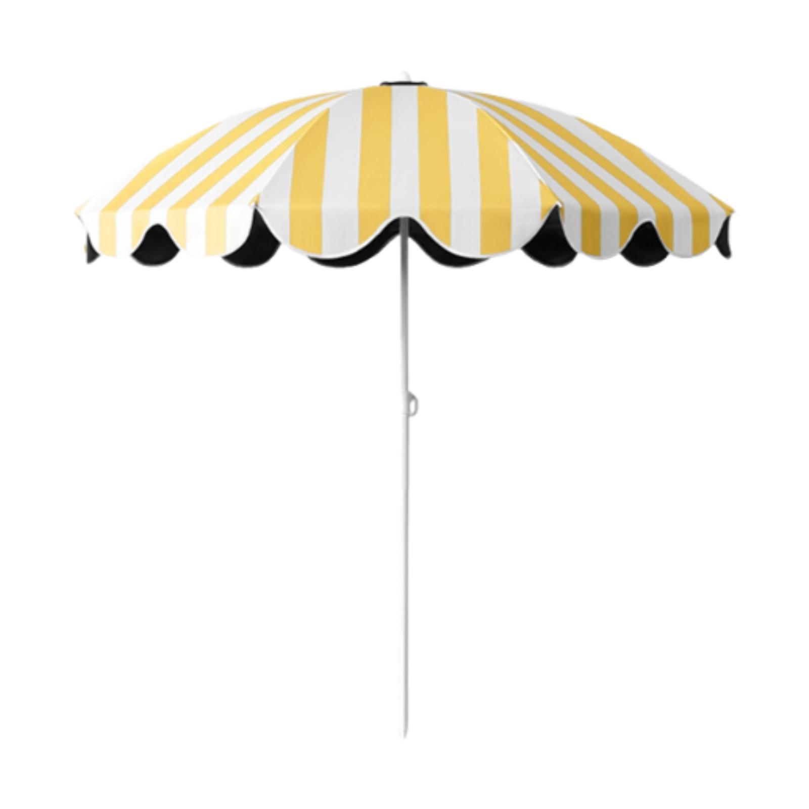 

Garden Umbrella Canopy Lightweight Yellow and White Striped Outdoor Beach