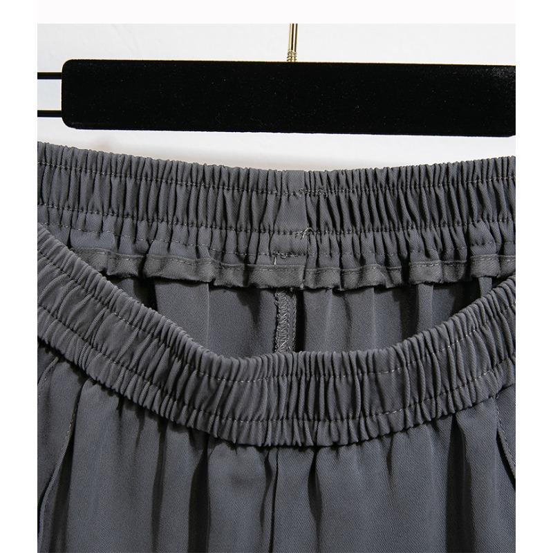 DIMANAF 2026 Summer New Plus Size Women Long Pants Loose Casual Elastic Waist Fashion Lady Bottoms Clothing Solid