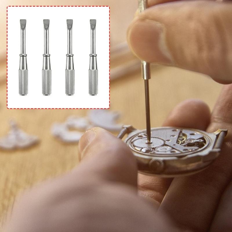 Pack Of 4 Carbon Steel Precisions Screwdrivers Set Professional Design For Watch And Bracelet Repair With Antislip Grip