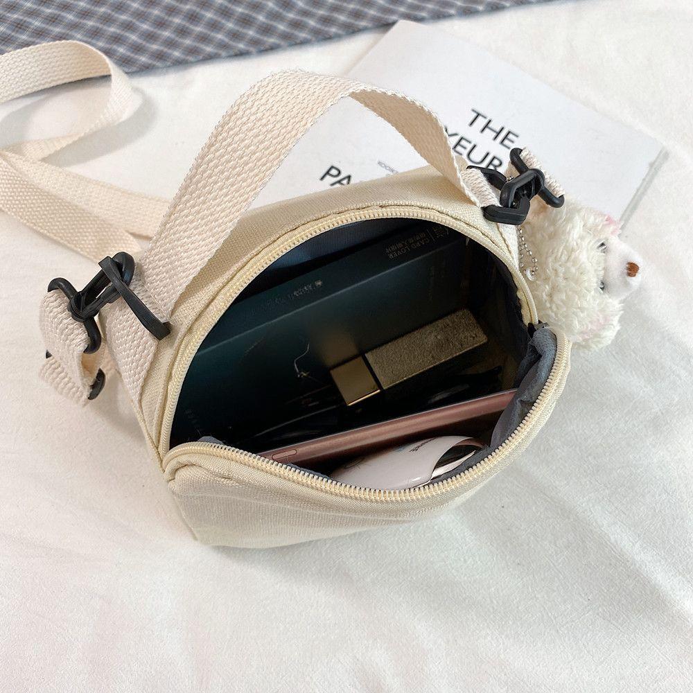 Ladies Fashion Canvas Small Square Bag Korean Version Multifunctional Cute Dog One-shoulder Diagonal Mobile Phone Package