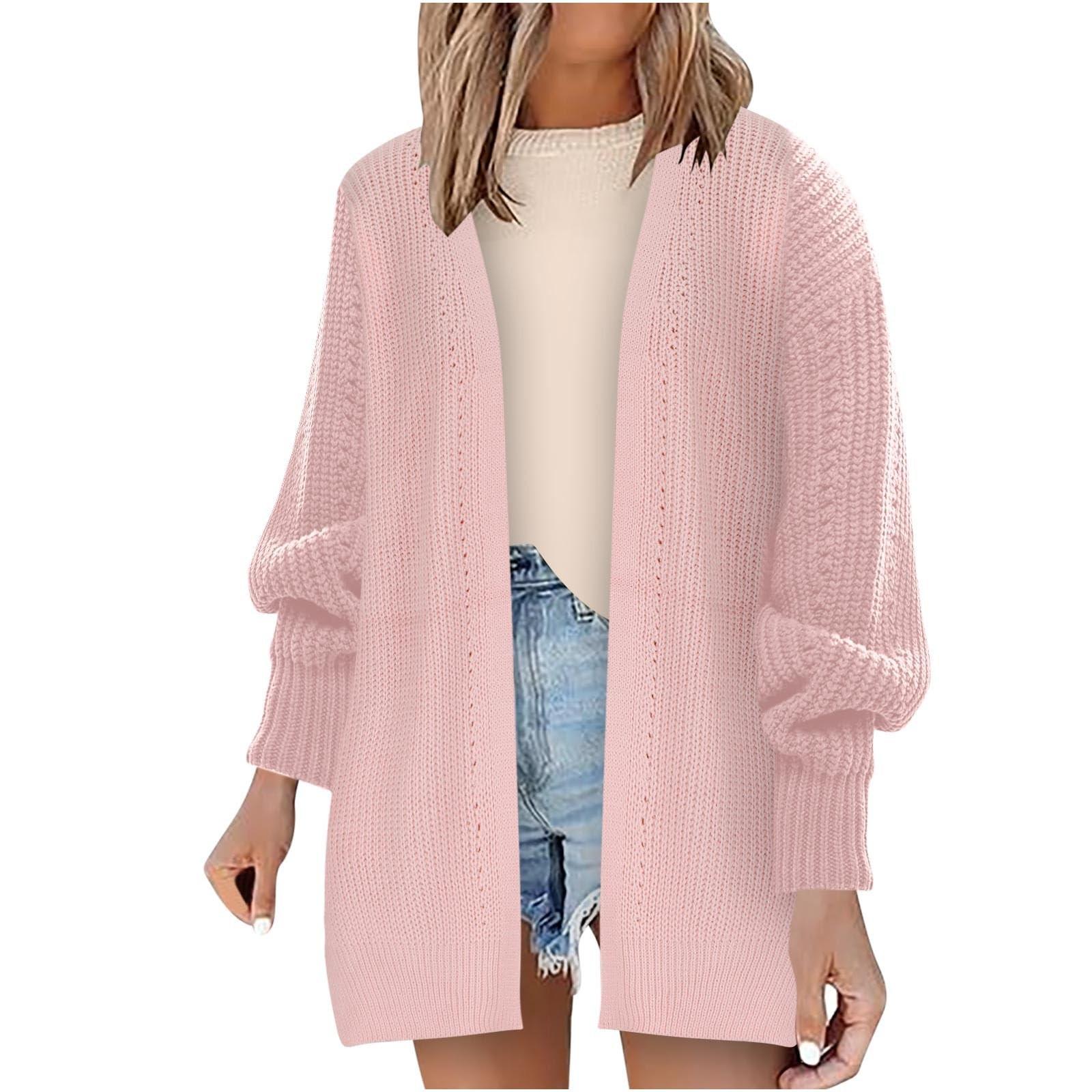 

Женские свитера, пальто, куртки с длинными рукавами, кардиганы, топы, трикотажные мягкие, комфортные пальто L розовый