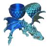 3D Printed Winged Dragon Articulated Dragon Fidget Toy with Horns Dragon Model with Flexible