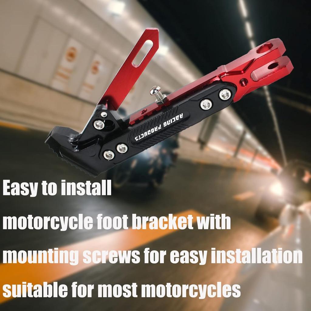 Universal Motorcycle Kickstand Accessories Motor Scooter Modified CNC Aluminum Alloy Adjustable Tripod Holder Kickstand Foot Side Support Stand Motor