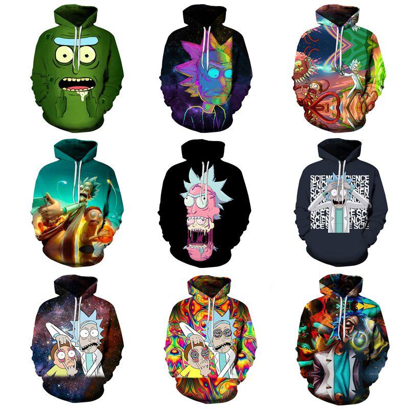3d And Rick Print Womenmen Pullover Hoodie Sweatshirt Tops Jumper